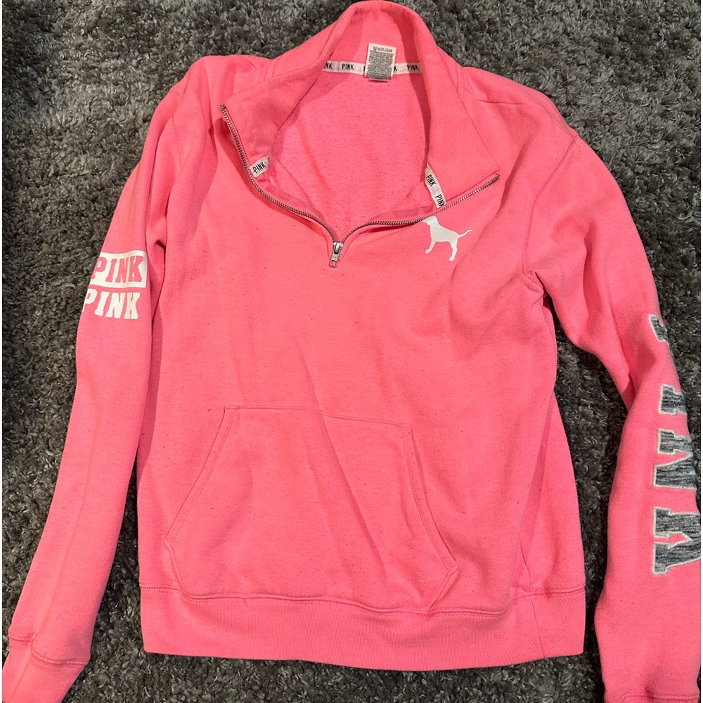 3/4 zip Victoria’s Secret pink sweat shirt